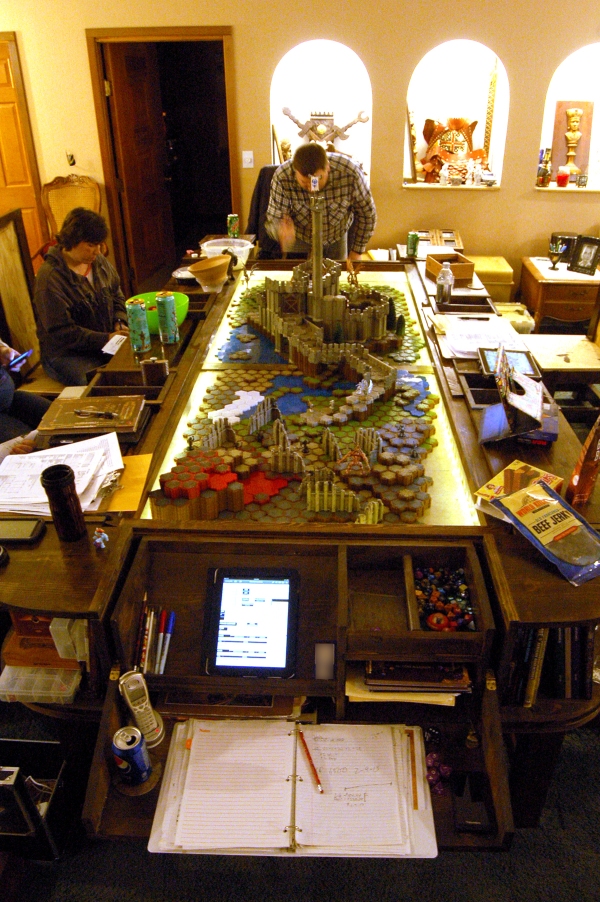 With Heroscape tiles on the tac map, the group faced off against a nasty group of monsters.